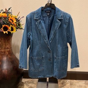 NWOT, “Denim &Co” Size 1X, Woman’s Blazer/Jacket. Color - Blue Denim.